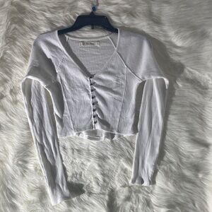 We The Free White Ribbed Crop Top